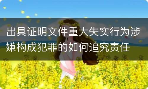 出具证明文件重大失实行为涉嫌构成犯罪的如何追究责任