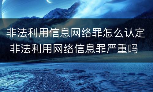 非法利用信息网络罪怎么认定 非法利用网络信息罪严重吗