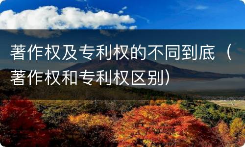 著作权及专利权的不同到底（著作权和专利权区别）