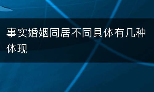 事实婚姻同居不同具体有几种体现