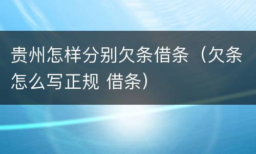 贵州怎样分别欠条借条（欠条怎么写正规 借条）