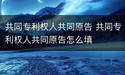 共同专利权人共同原告 共同专利权人共同原告怎么填