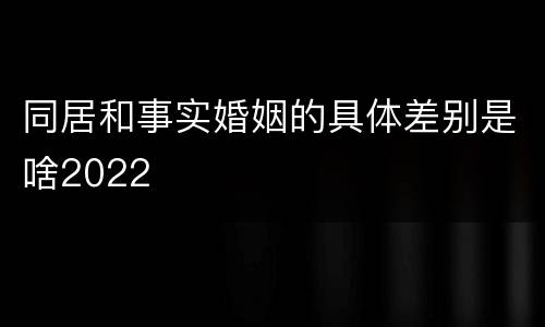同居和事实婚姻的具体差别是啥2022
