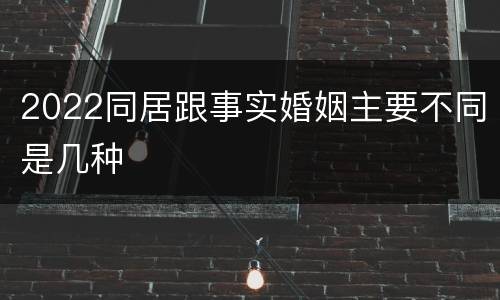 2022同居跟事实婚姻主要不同是几种