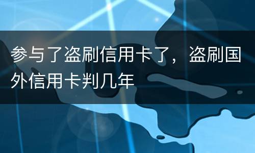 参与了盗刷信用卡了，盗刷国外信用卡判几年