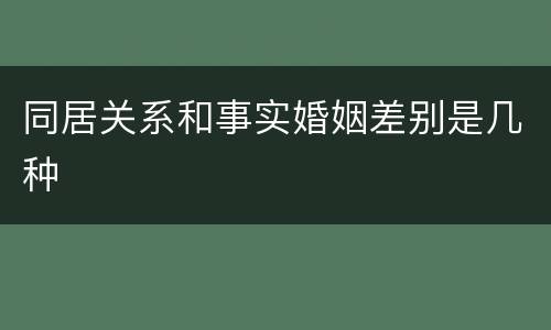 同居关系和事实婚姻差别是几种