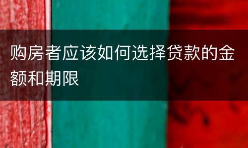 购房者应该如何选择贷款的金额和期限
