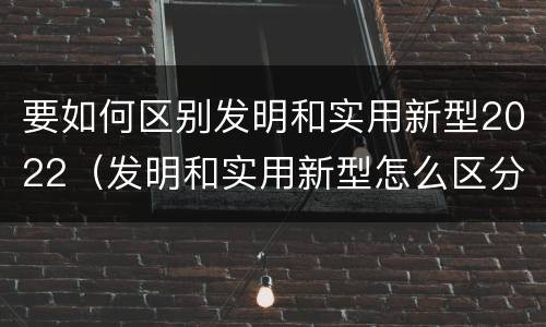 要如何区别发明和实用新型2022（发明和实用新型怎么区分）