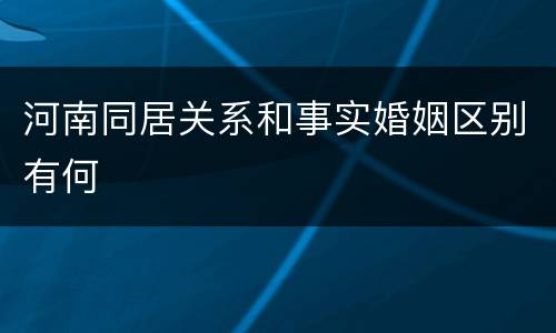 河南同居关系和事实婚姻区别有何
