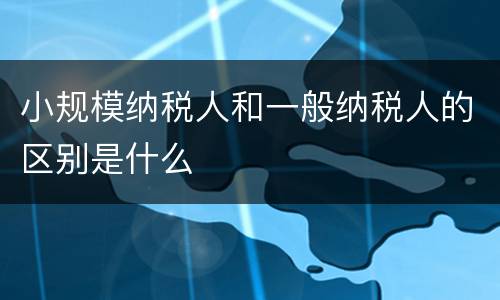 小规模纳税人和一般纳税人的区别是什么