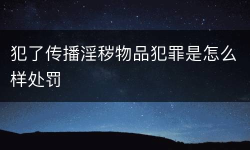 犯了传播淫秽物品犯罪是怎么样处罚