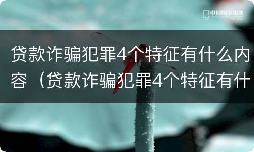 贷款诈骗犯罪4个特征有什么内容（贷款诈骗犯罪4个特征有什么内容和要求）