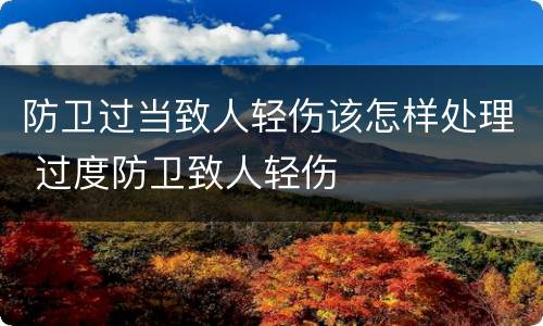 防卫过当致人轻伤该怎样处理 过度防卫致人轻伤