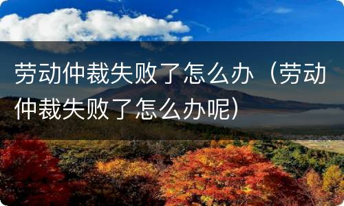劳动仲裁失败了怎么办（劳动仲裁失败了怎么办呢）