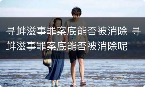 寻衅滋事罪案底能否被消除 寻衅滋事罪案底能否被消除呢
