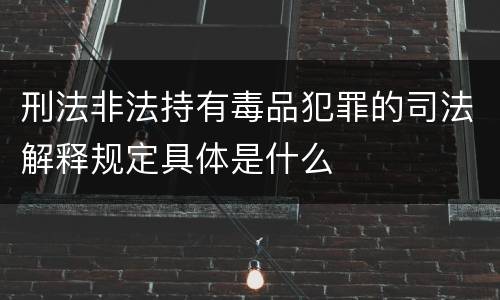 刑法非法持有毒品犯罪的司法解释规定具体是什么