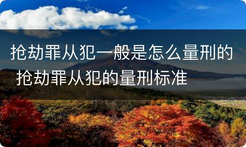 抢劫罪从犯一般是怎么量刑的 抢劫罪从犯的量刑标准