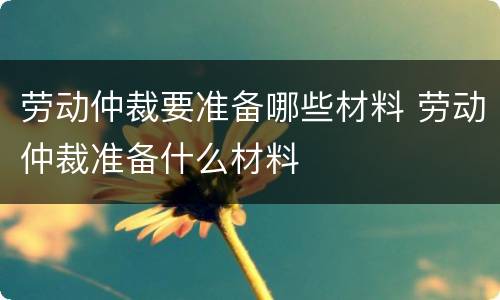 劳动仲裁要准备哪些材料 劳动仲裁准备什么材料