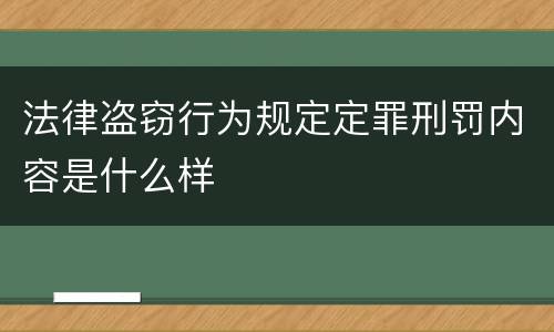 法律盗窃行为规定定罪刑罚内容是什么样