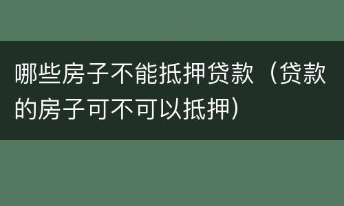哪些房子不能抵押贷款（贷款的房子可不可以抵押）
