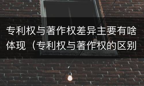 专利权与著作权差异主要有啥体现（专利权与著作权的区别与联系）