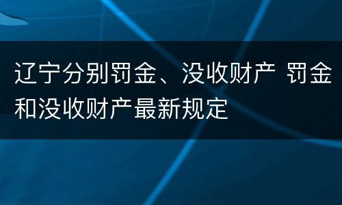 辽宁分别罚金、没收财产 罚金和没收财产最新规定