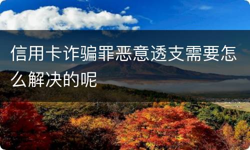 信用卡诈骗罪恶意透支需要怎么解决的呢
