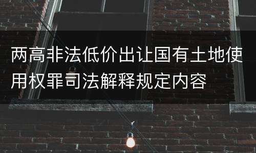 两高非法低价出让国有土地使用权罪司法解释规定内容