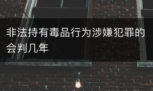 非法持有毒品行为涉嫌犯罪的会判几年