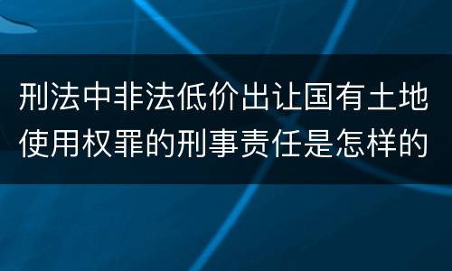 刑法中非法低价出让国有土地使用权罪的刑事责任是怎样的
