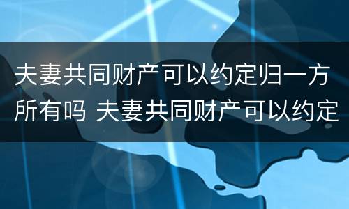 夫妻共同财产可以约定归一方所有吗 夫妻共同财产可以约定归一方所有吗
