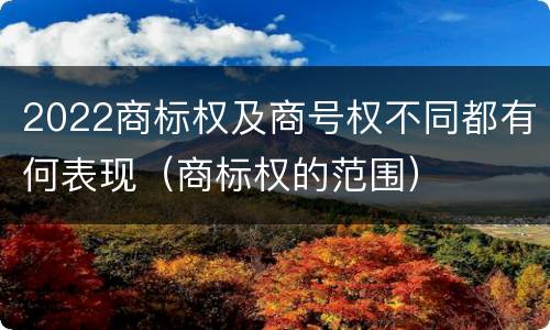 2022商标权及商号权不同都有何表现（商标权的范围）