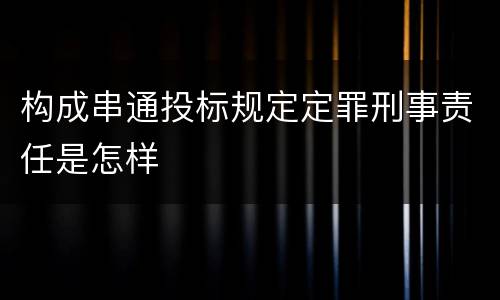 构成串通投标规定定罪刑事责任是怎样