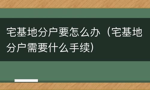 宅基地分户要怎么办（宅基地分户需要什么手续）