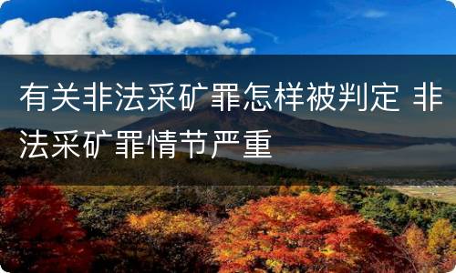 有关非法采矿罪怎样被判定 非法采矿罪情节严重