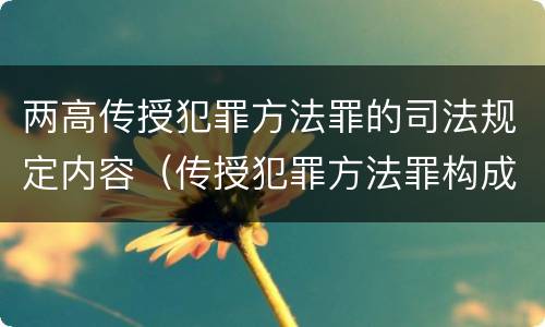 两高传授犯罪方法罪的司法规定内容（传授犯罪方法罪构成要件）