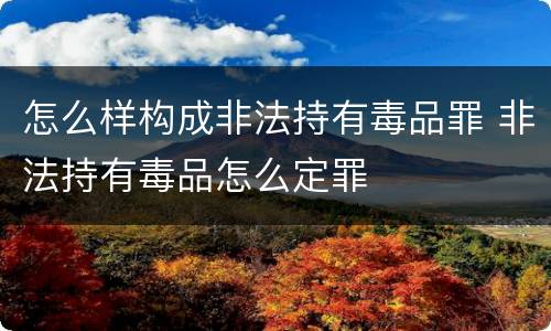 怎么样构成非法持有毒品罪 非法持有毒品怎么定罪