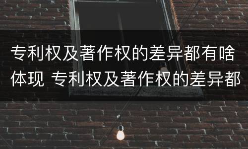 专利权及著作权的差异都有啥体现 专利权及著作权的差异都有啥体现呢