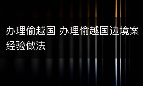 办理偷越国 办理偷越国边境案经验做法