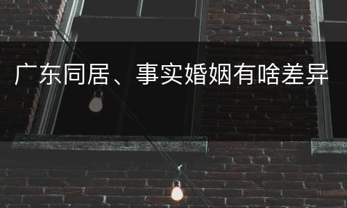广东同居、事实婚姻有啥差异