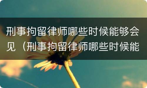 刑事拘留律师哪些时候能够会见（刑事拘留律师哪些时候能够会见家属）