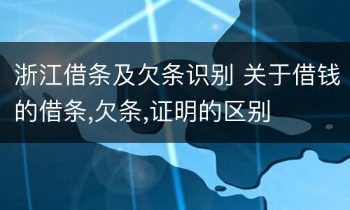 浙江借条及欠条识别 关于借钱的借条,欠条,证明的区别