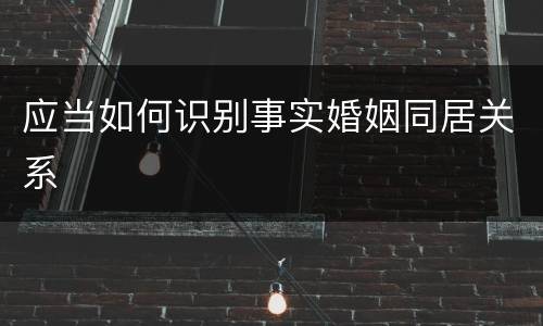 应当如何识别事实婚姻同居关系