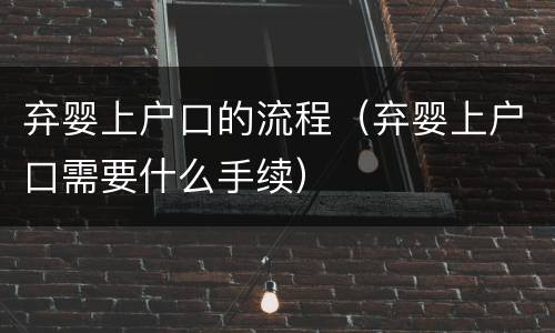 弃婴上户口的流程(弃婴上户口需要什么手续)