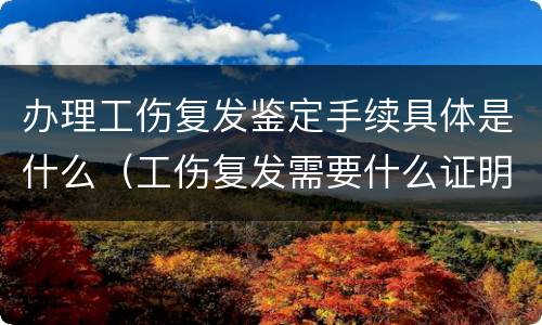 办理工伤复发鉴定手续具体是什么（工伤复发需要什么证明）