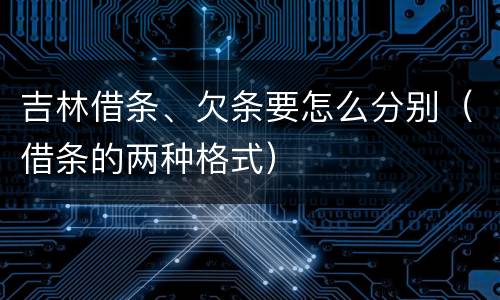 吉林借条、欠条要怎么分别（借条的两种格式）
