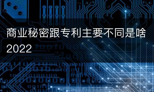 商业秘密跟专利主要不同是啥2022