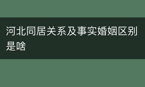 河北同居关系及事实婚姻区别是啥