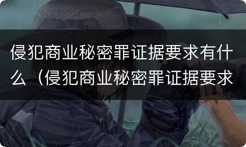 侵犯商业秘密罪证据要求有什么（侵犯商业秘密罪证据要求有什么法律规定）