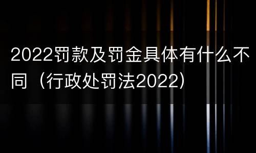 2022罚款及罚金具体有什么不同（行政处罚法2022）